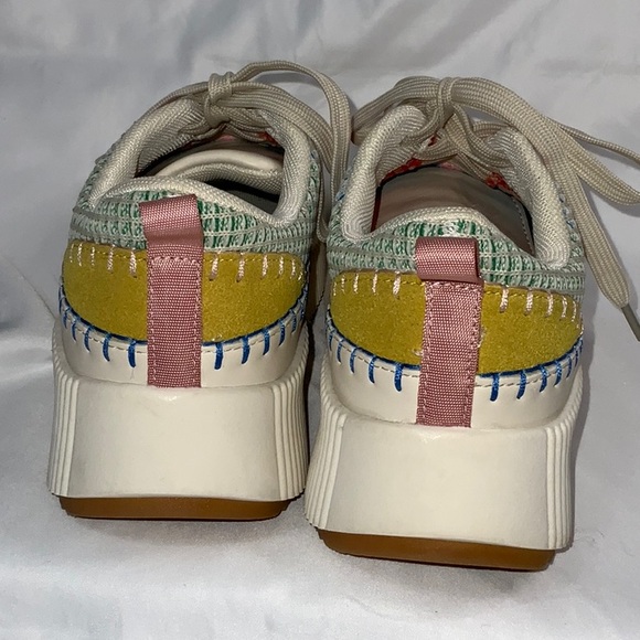 Nicole Miller Brita Multi Mixed Print Woven Color Platform Sneakers - Picture 3 of 11